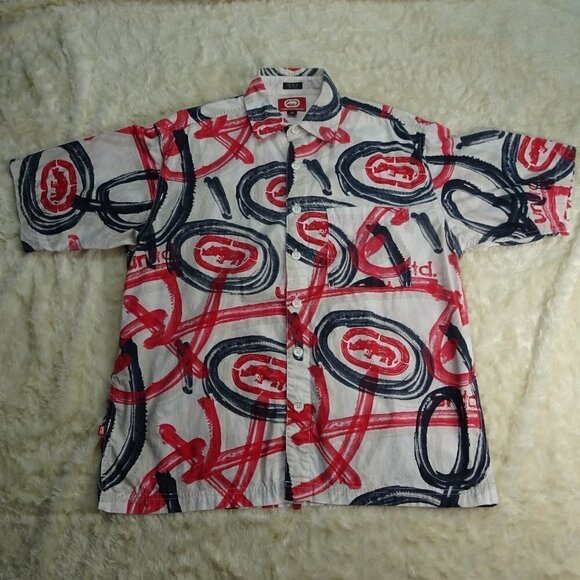 Ecko Unlimited Red/Black Logo Bup Shirt Size Med - Picture 1 of 6